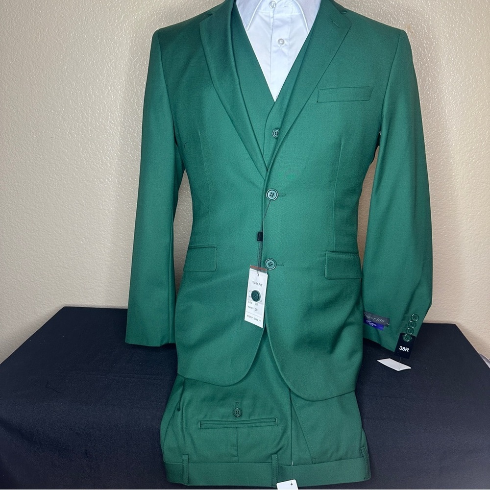 Retro Paris 3pc Slim Fit Green Suit Monte Carlo Lil